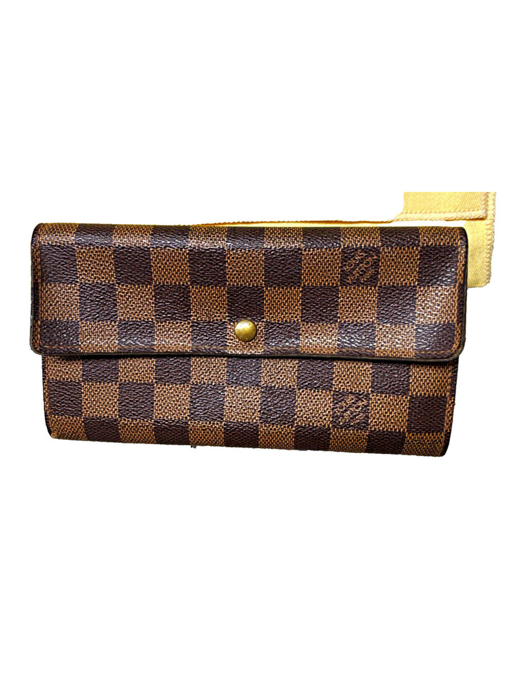 Louis Vuitton Women’s Brown Damier Ebene Long Snap Wallet w/ Zip Coin Pocket